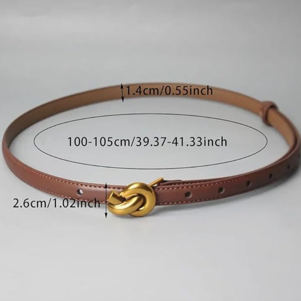 Metal Knot Buckle Skinny Waist Belt for Pants / Jeans / Dresses | Women - Picture 12 of 12